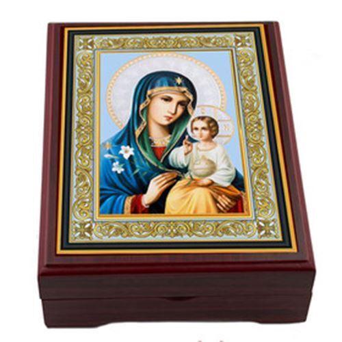 Eternal Bloom Wooden Icon Box For Prayer Beads Rosary Jewelry Keepsake 5 1/16\