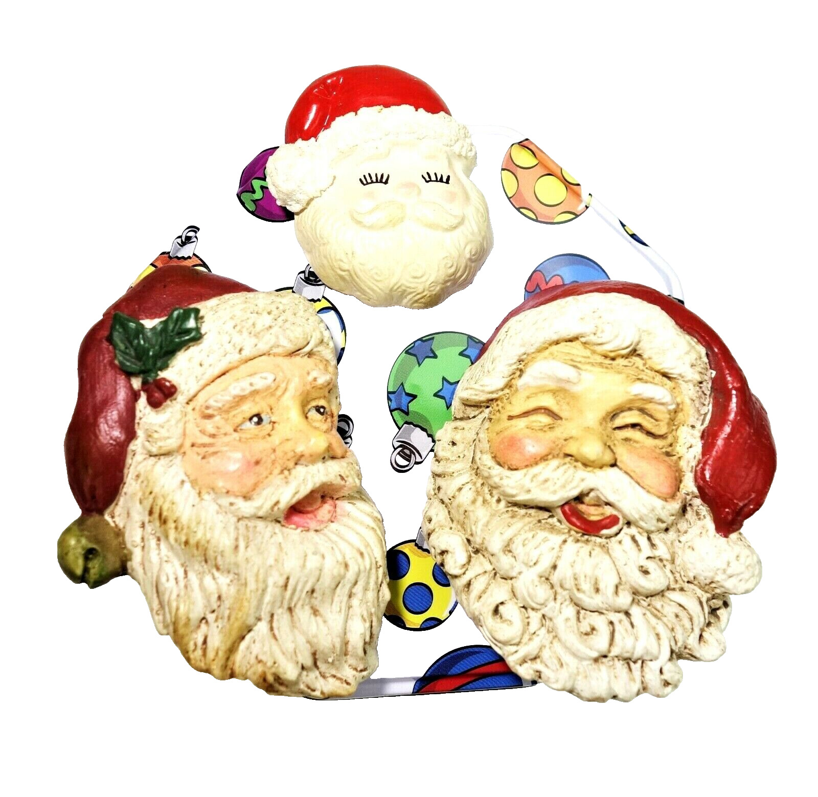 3 Santa Claus  Fridge Magnets Saint  Nick Father Christmas  Resin Holiday Tin