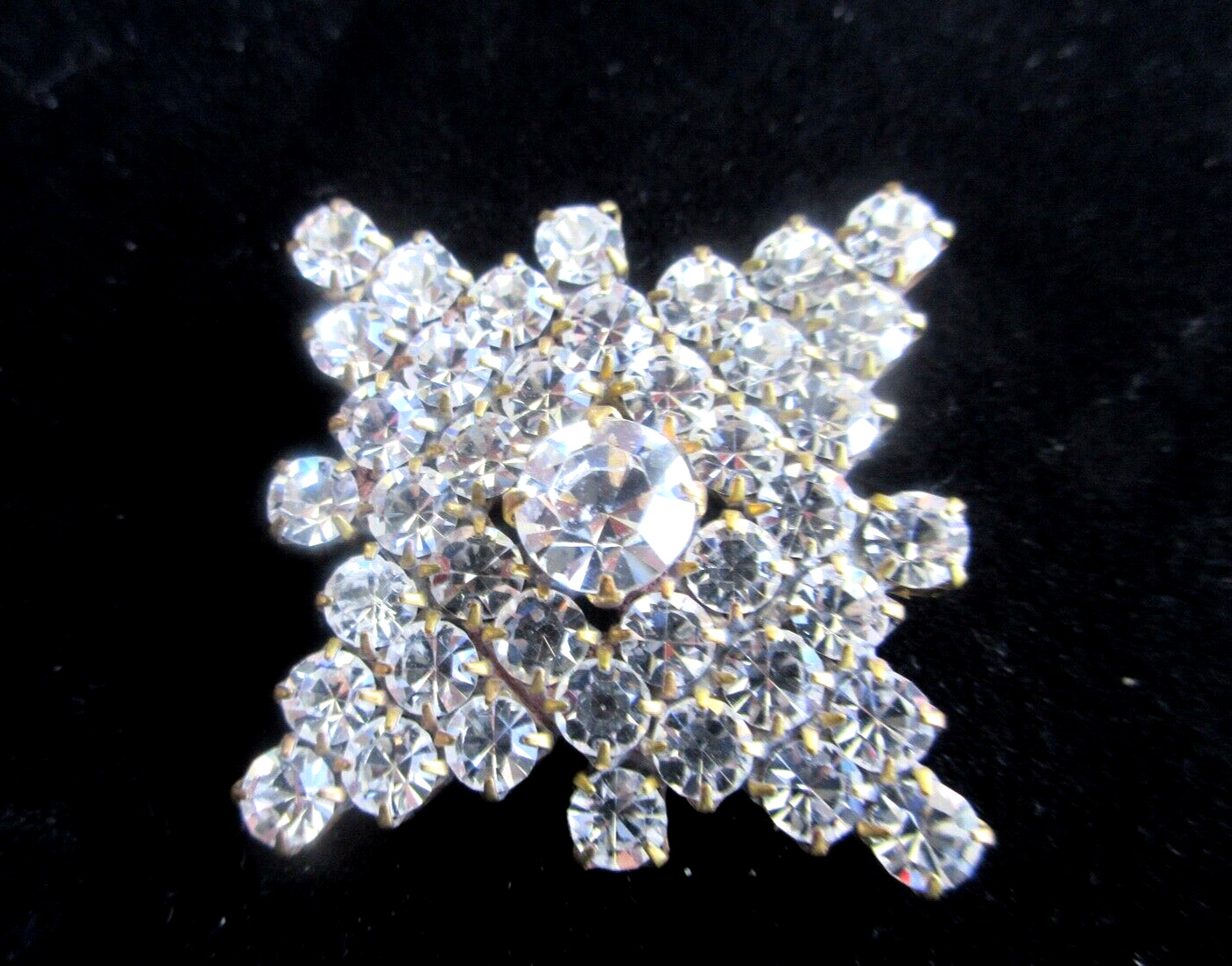 XL Outstanding  Czech Vintage Glass Rhinestone Button   Crystal Clear 