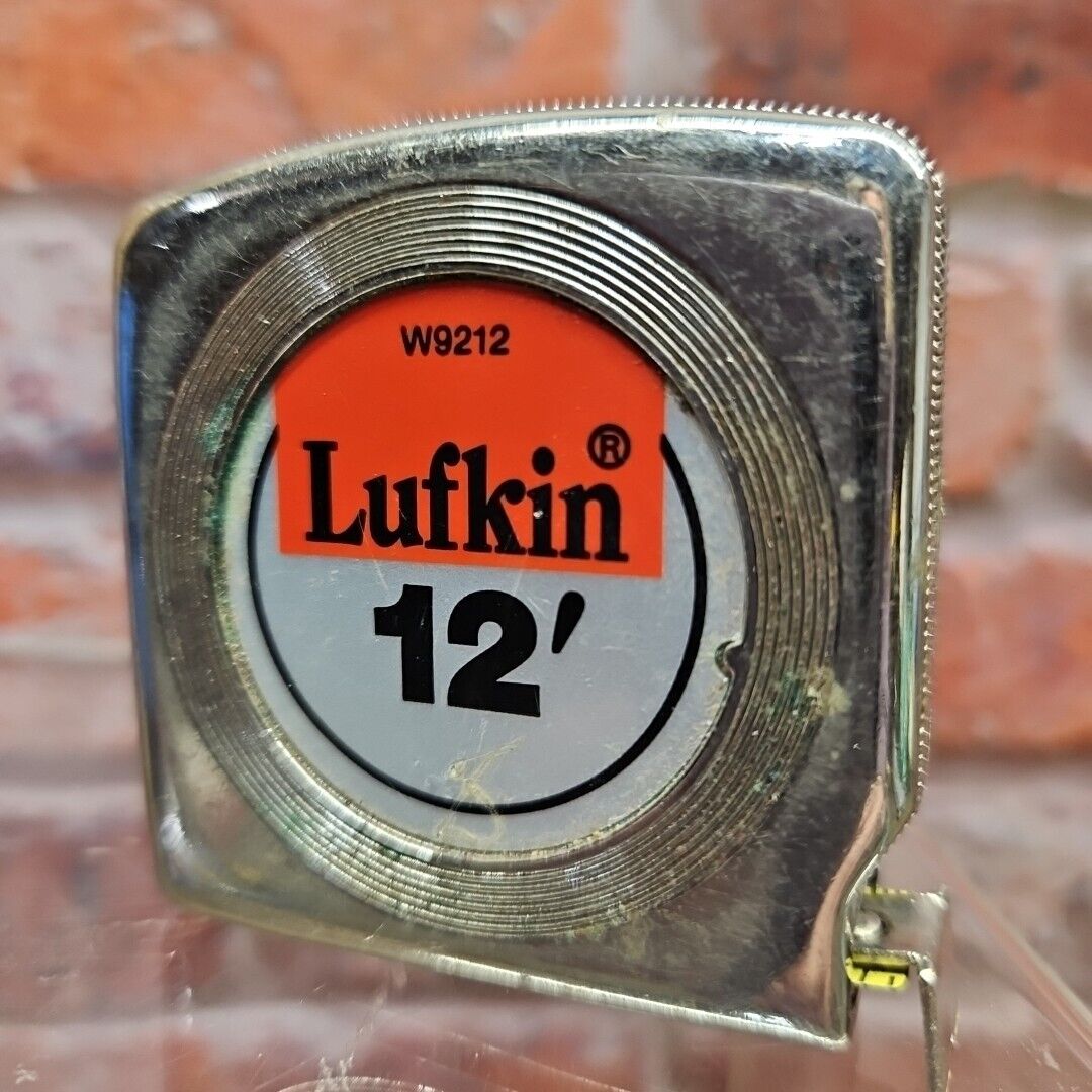 Vintage Original Lufkin 12 ft 12' W9212 Tape Measure w/ Clip, CLEAN Nice