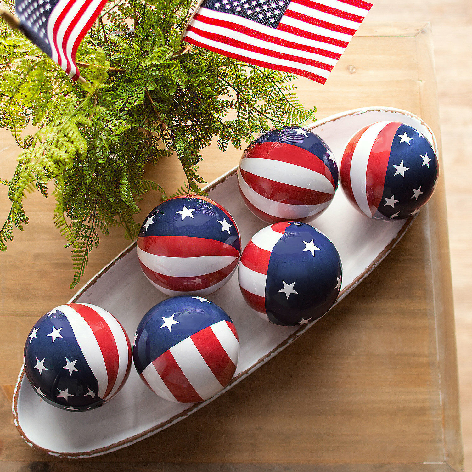 Patriotic Decorative Orbs, Fourth of July, Home Decor, 6 Pieces