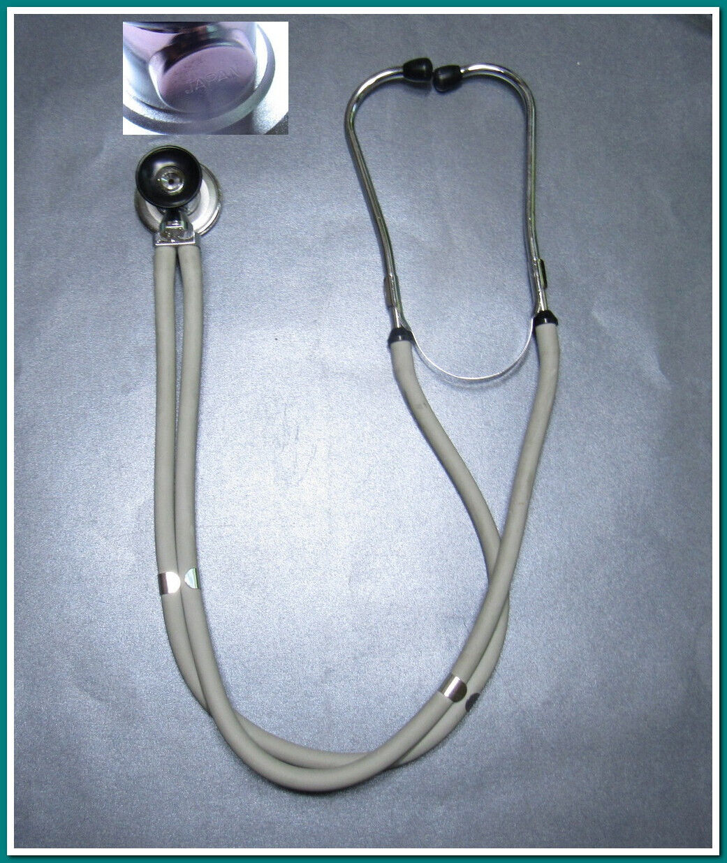 Vintage rubber metal Stethoscope Doctors Medical Stethoscope~JAPAN 1980's #15324