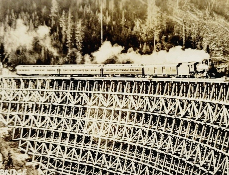 Rare c1927 Postcard West Fork Canyon Pooley Creek Bridge British Columbia Canada