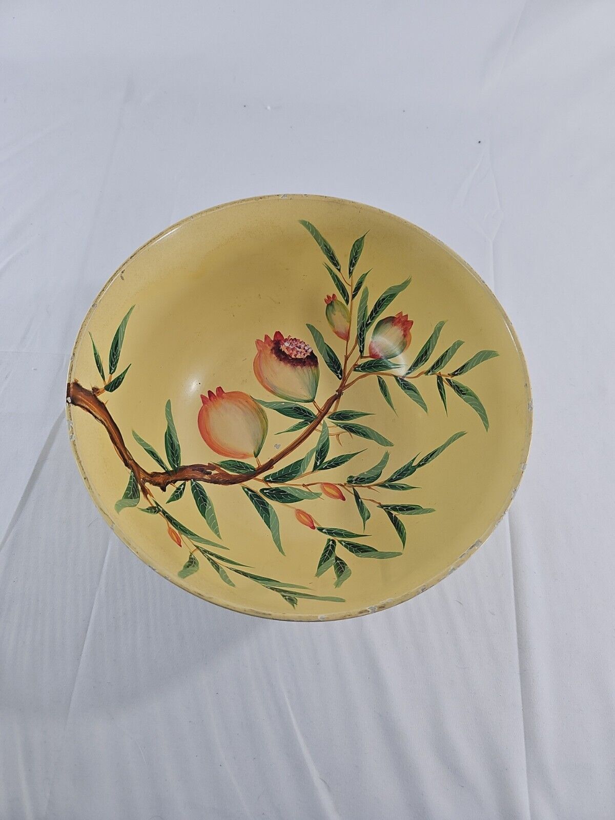 Vintage Bowl Yellow Floral And Branch Decorative Bowl