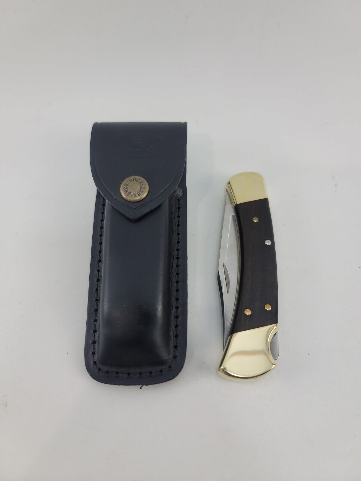 Buck 110 Folding Hunter Knife, Lockback, USA, 2021 Sheath Case- Good Condition 