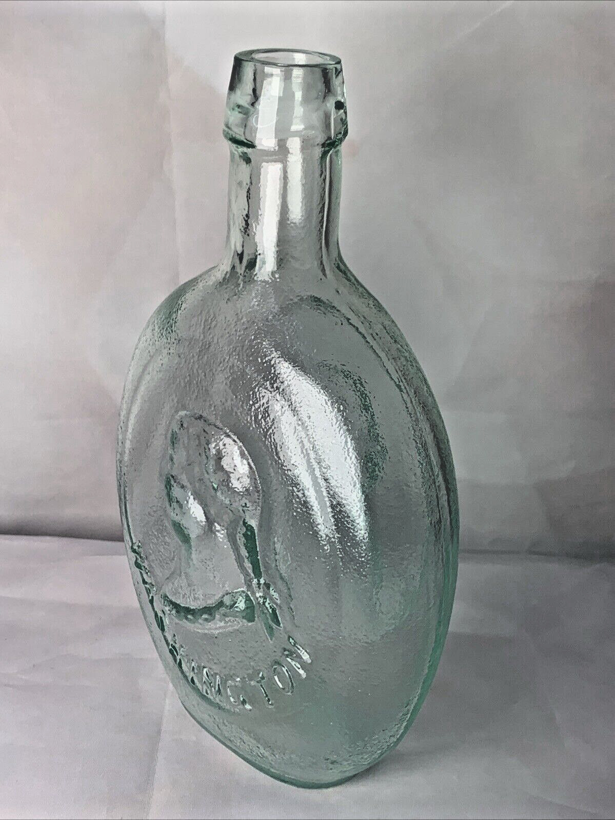 HISTORICAL Glass Campaign Flask Washington C.Z. Taylor mint green tinted glass