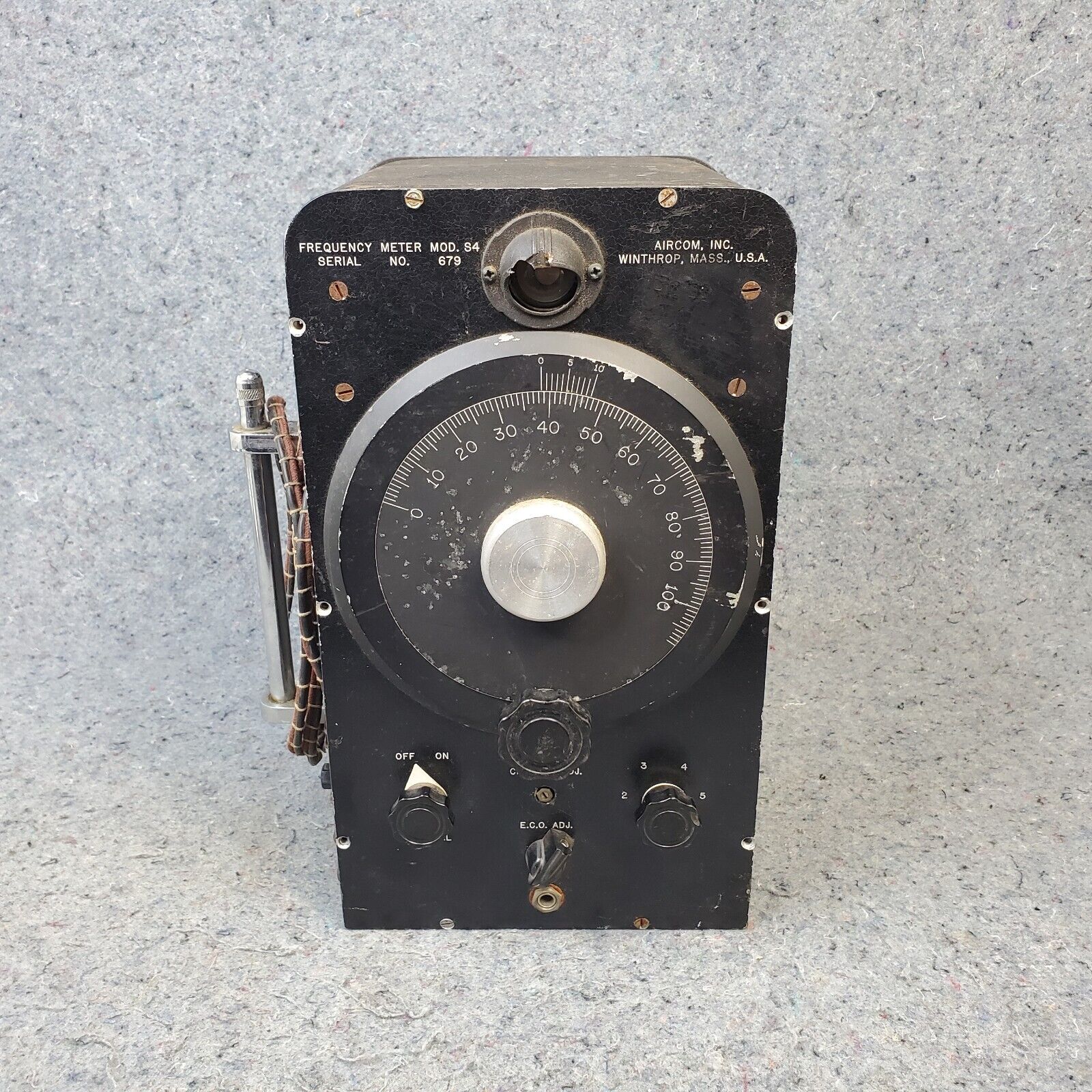 Vintage Aircom INC Crystal Radio Frequency Meter S4  WWII Era 1940's UNTESTED