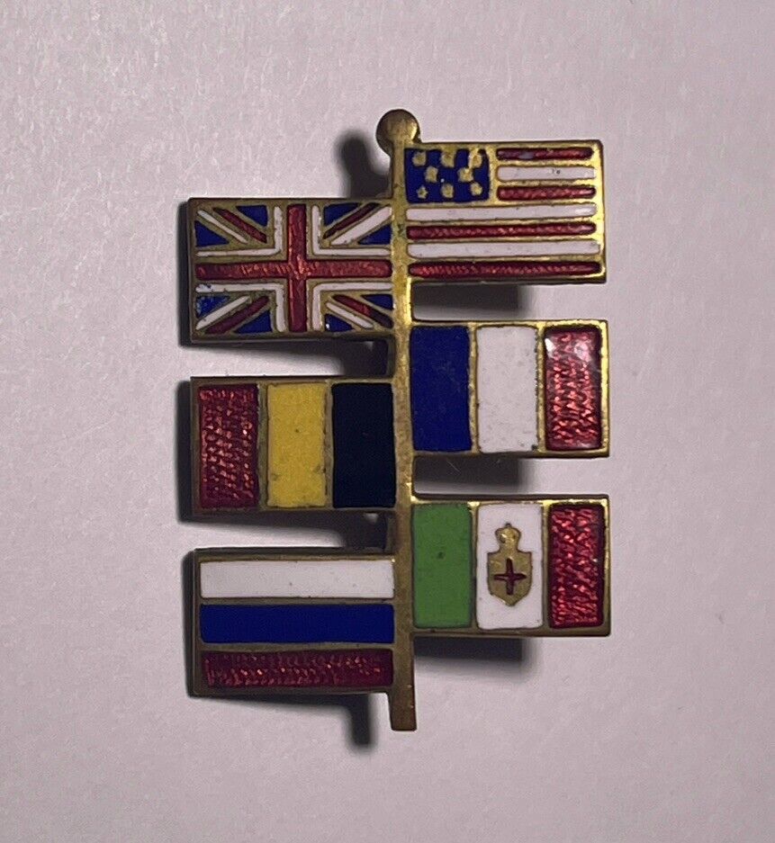 Vintage (antique?) C Clasp Enamel Flag Pin ‘Benefit Of Blind Soldiers & Sailors’