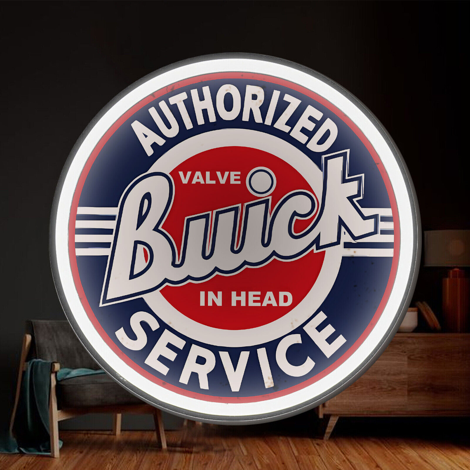 Vintage Authorized Buick Valve in Head Service Neon Sign Garage Bar Decor Y1