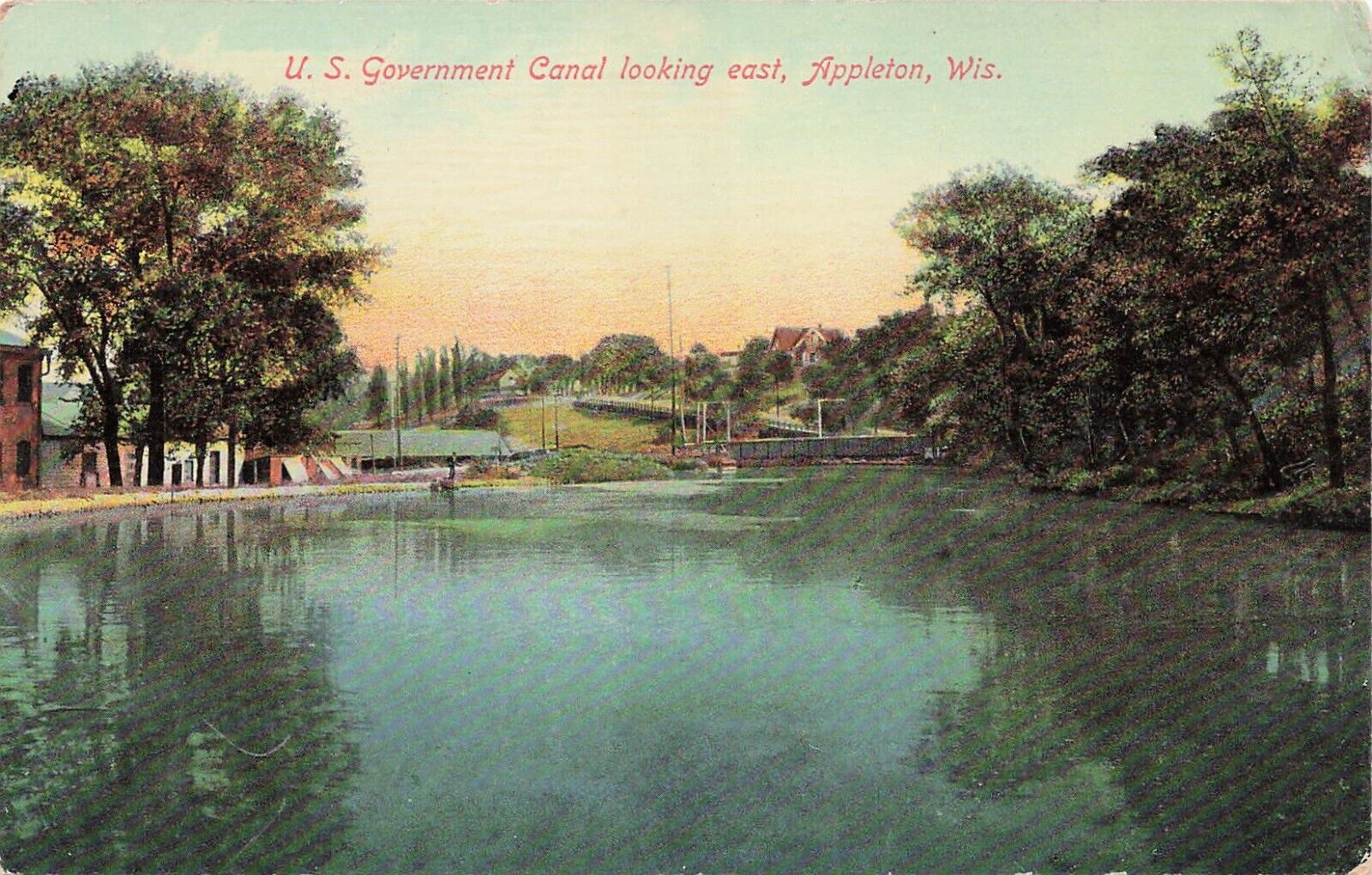 Appleton WI Wisconsin Government Portage Canal Fox River Vtg Postcard E28