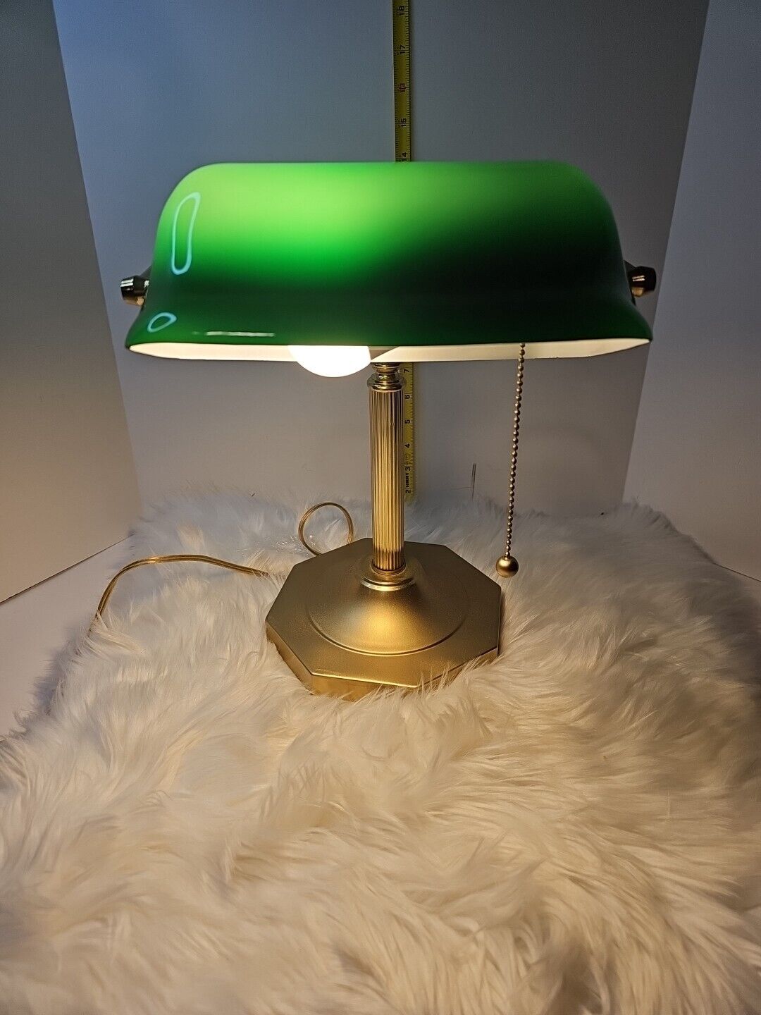 Vintage 1960's UL Desk Lamp Brass Green Shade Library Lamp Banker Light WORKING 