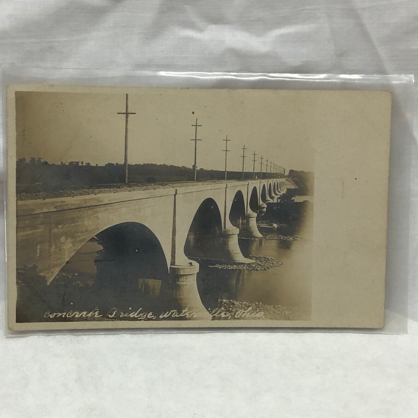 Vintage Waterville Ohio Postcard 1909 Real Photo Bridge