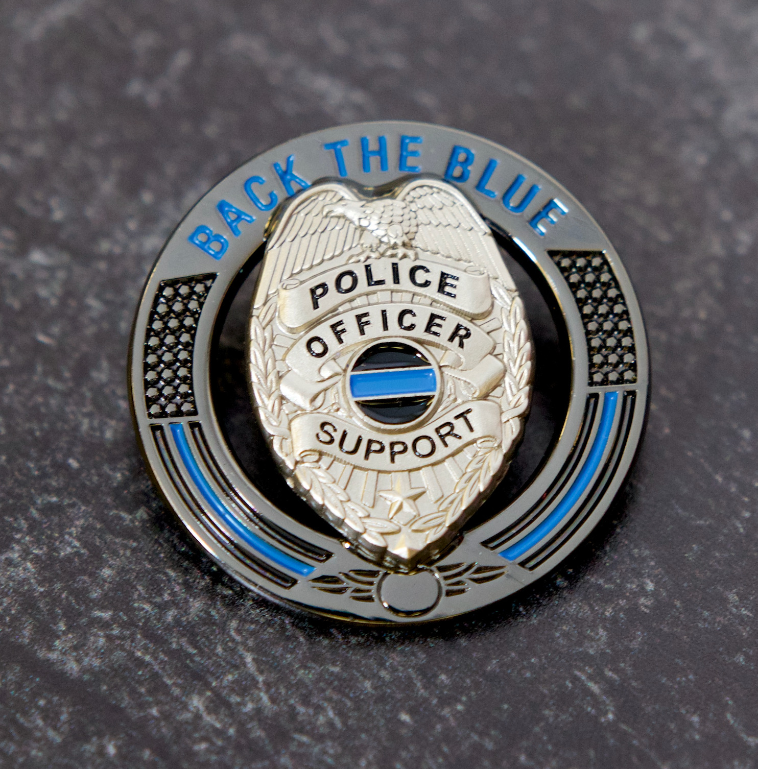 Back The Blue Thin Blue Line Police Support Pin
