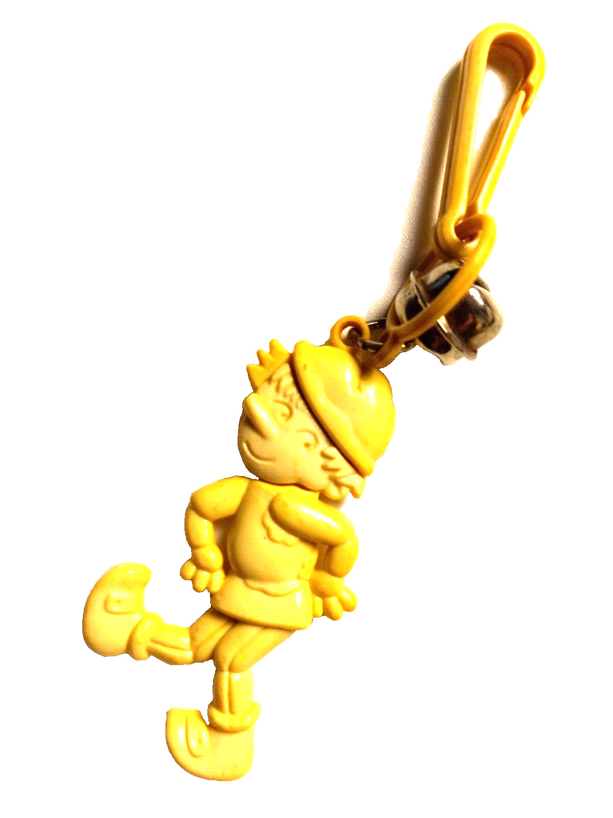 Vintage 1980s Plastic Charm Yellow Pinocchio Boy Charms Necklace Clip On Retro