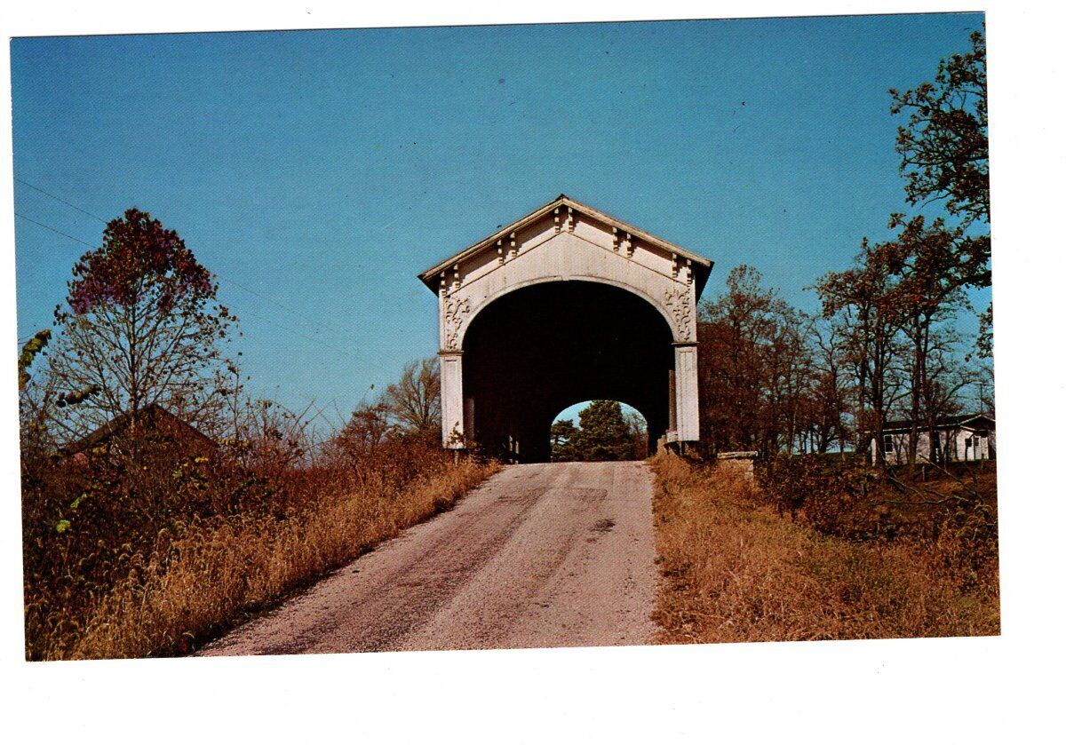 Vintage Rush County Indiana Offutts Covered Bridge Unposted Postcard #424