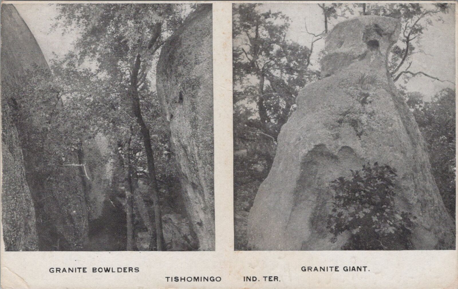 Granite Boulders Granite Giant Tishomingo Indian Ter. Mississippi 1907 Postcard