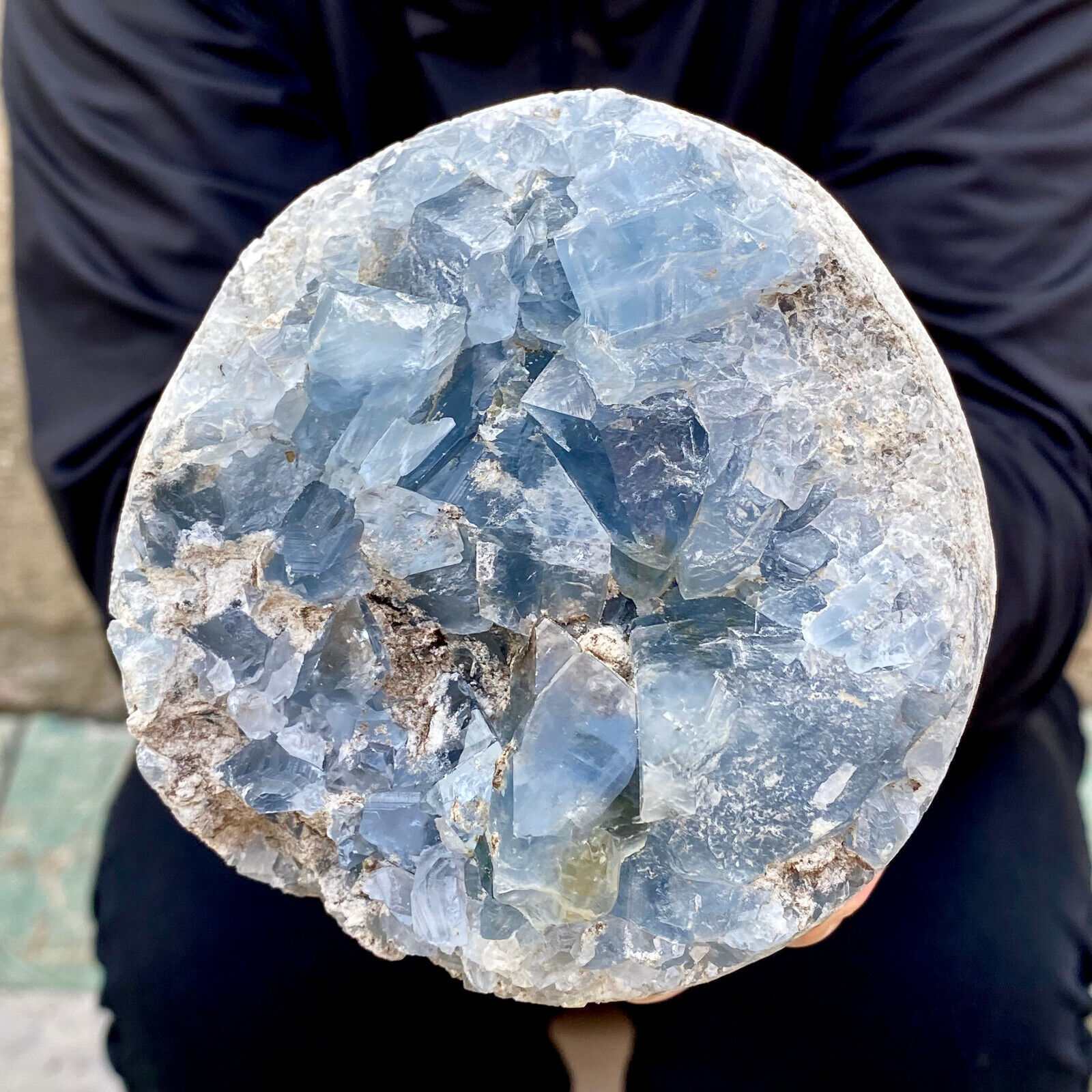 3.8LB Natural Beautiful Blue Celestite Crystal Geode Cave Mineral Specimen