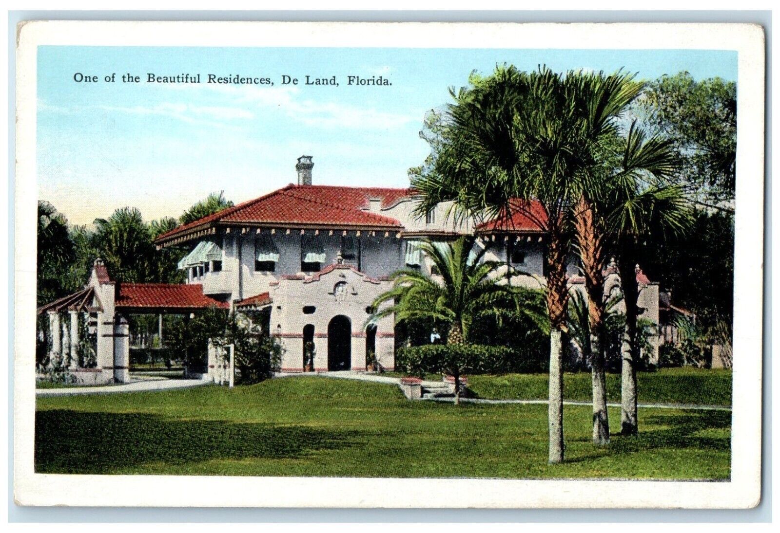 c1930's On The Beautiful Residences House De Land Florida FL Vintage Postcard