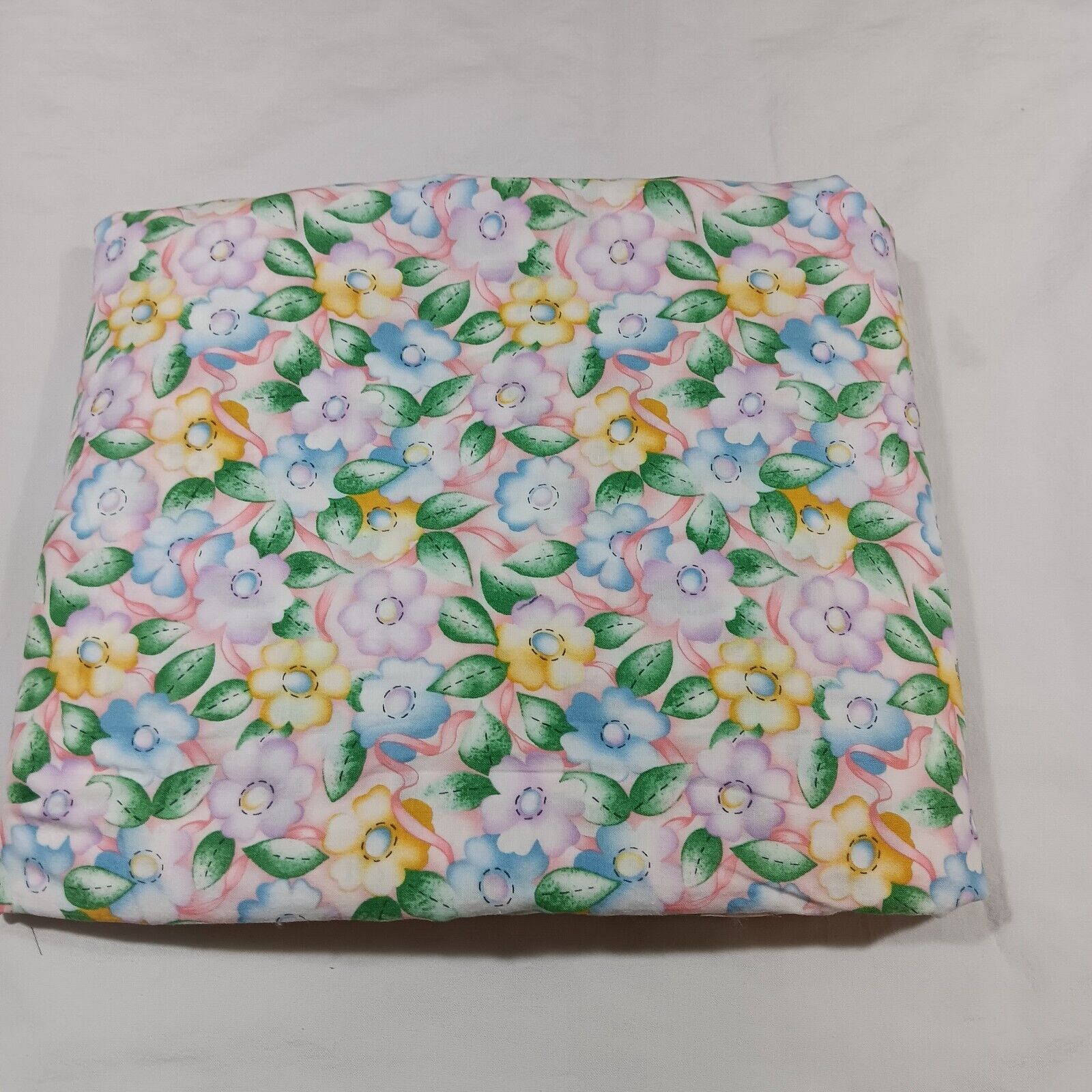 Vintage Peter Pan Fabric Inc Lot of 4 yards Pink Blue Floral Cotton Quilt Fabric