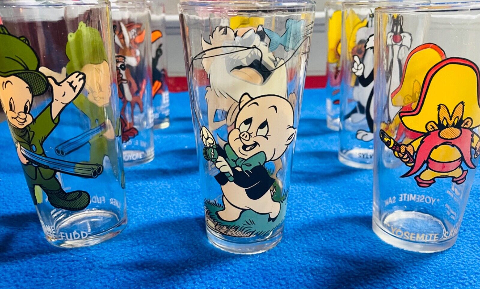 Vintage Looney Tunes Glass 1973 Glasses Warner Brothers Looney Tunes Qty-9