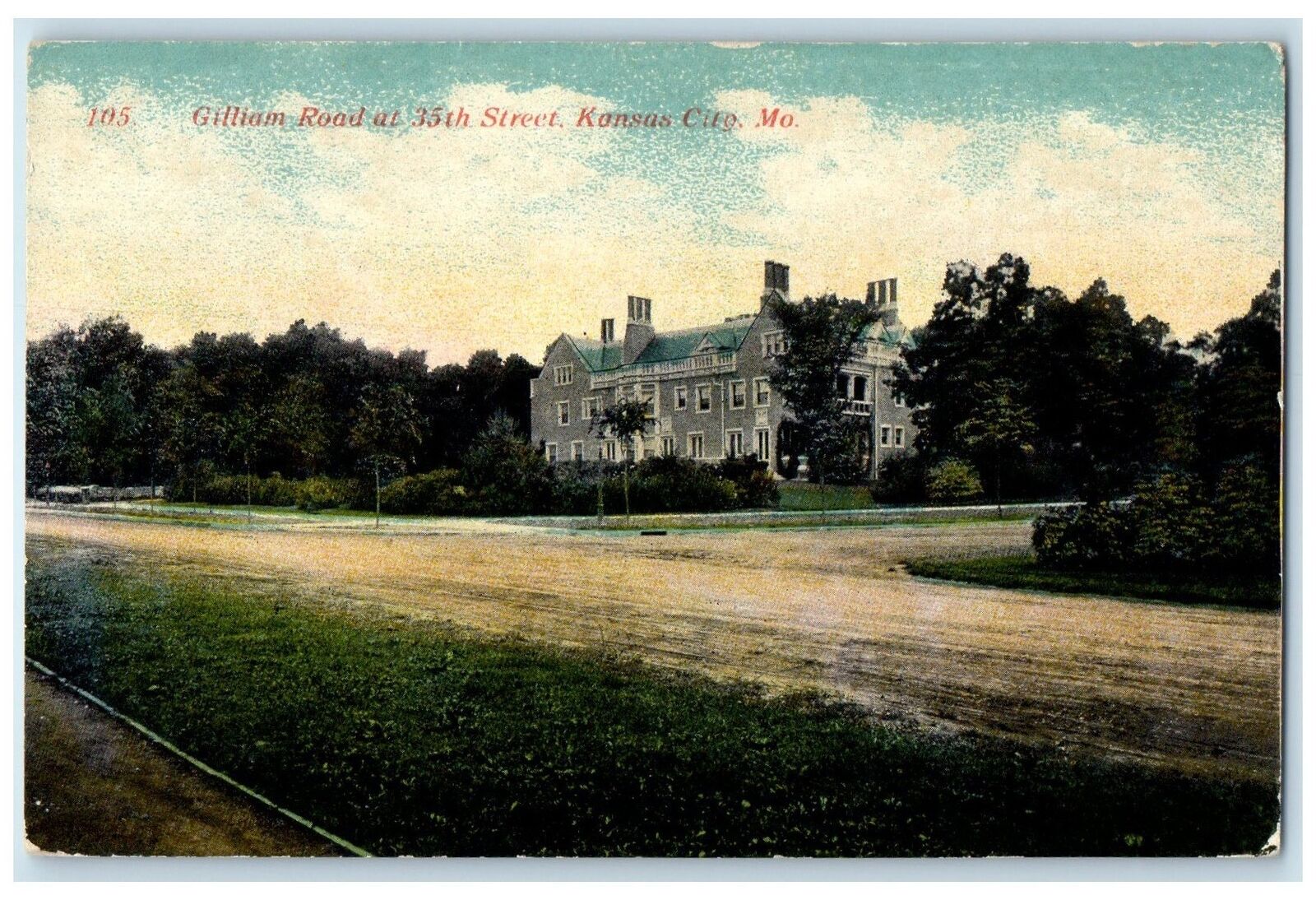 c1910\'s Gillian Road At 35th Street Kansas City Missouri MO Unposted Postcard