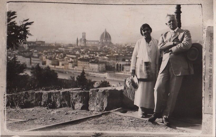 Postcard RPPC Couple c. 1920s Piazzale Michalangelo Florence Firenze Italy