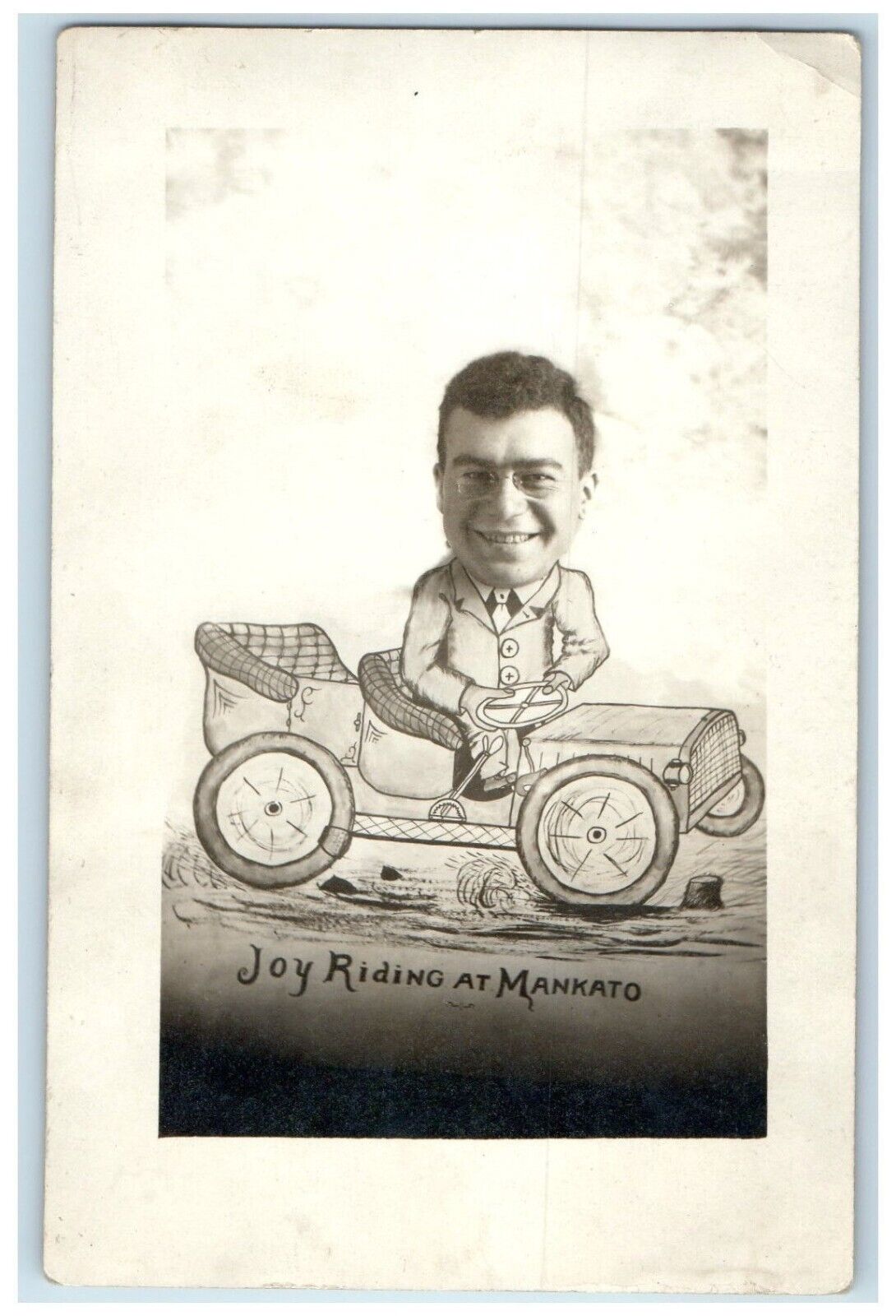 c1910's Joy Riding At Mankato Caricature Mankato Minnesota RPPC Photo Postcard