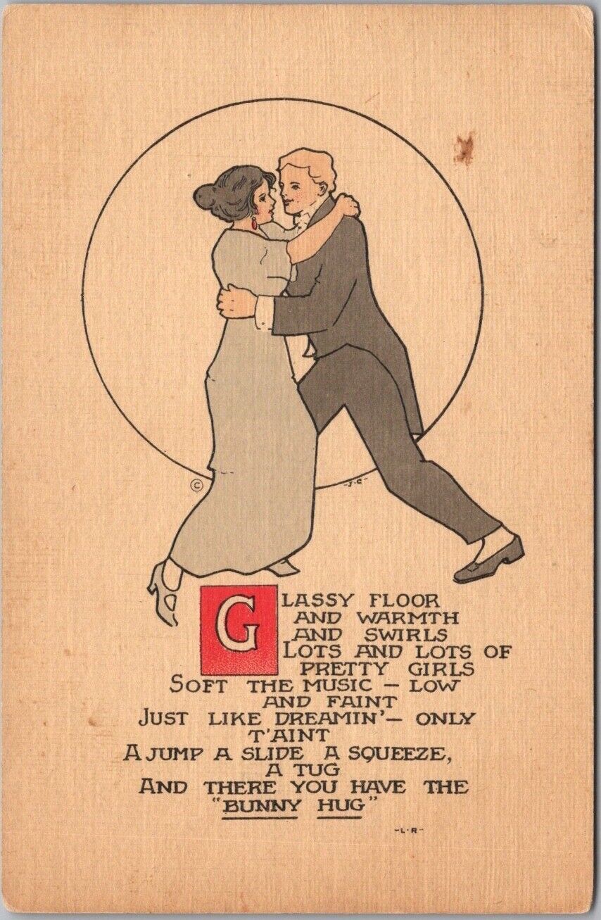 c1910s Romance Greetings Postcard Dancing Couple / Artist-Signed \