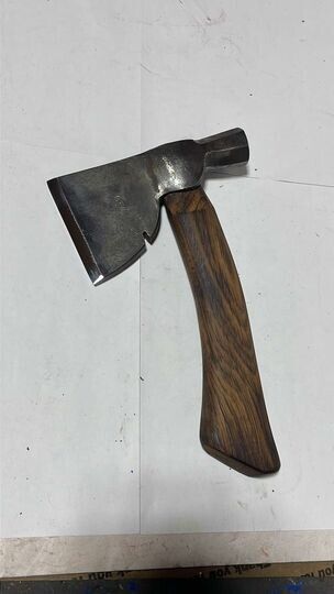 Vintage Carpenter\'s hatchet sharpened and hung on a cut off broken handle