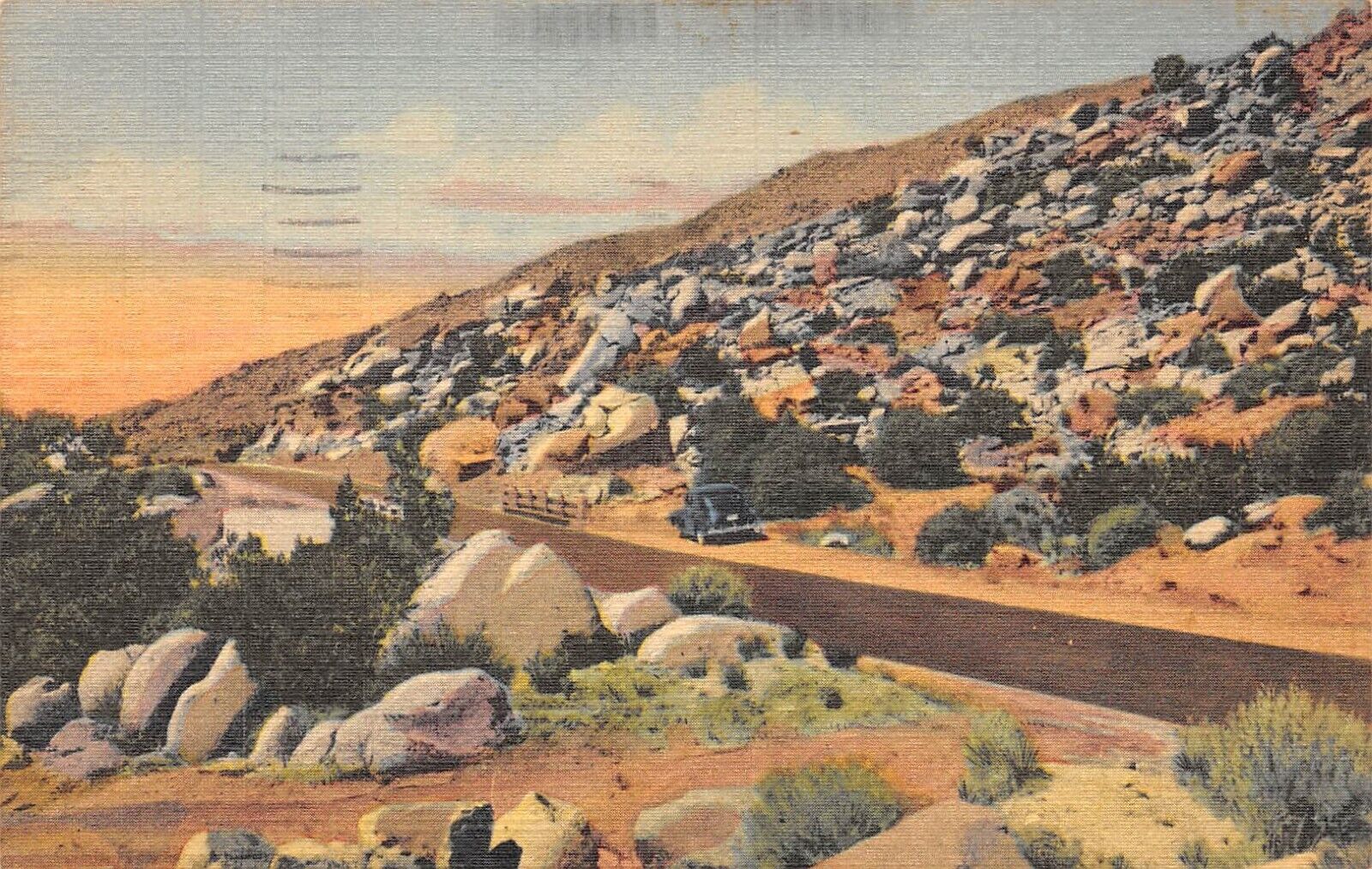 Scene in Tijeras Canyon Highway 66 East of Albuquerque NM 1940 Postcard 4288