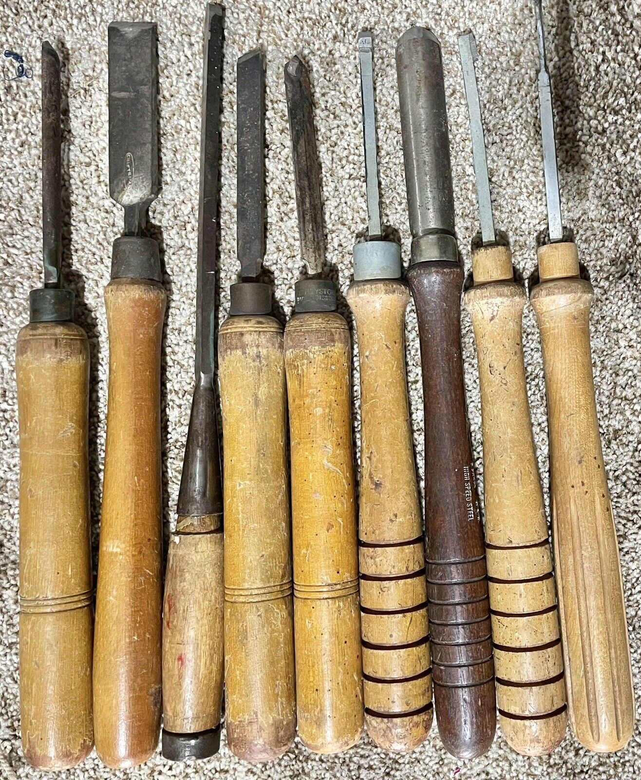 Vintage 9 pc Set, 2-Craftsman High Speed Steel Wood Tools Chisels U.S.A...