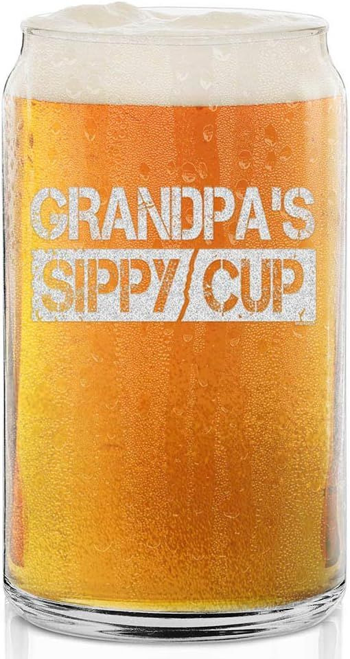 shop4ever® Grandpa's Sippy Cup Engraved Beer Can Glass Funny Promoted Clear 