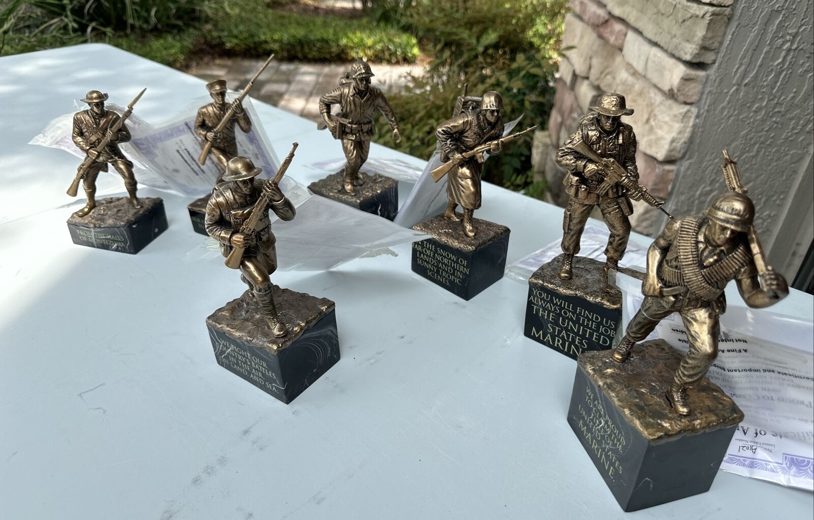 7 Semper Fi U.S. Marine Corp Soldier Sculptures Cold Cast Bronze Bradford Coa LE