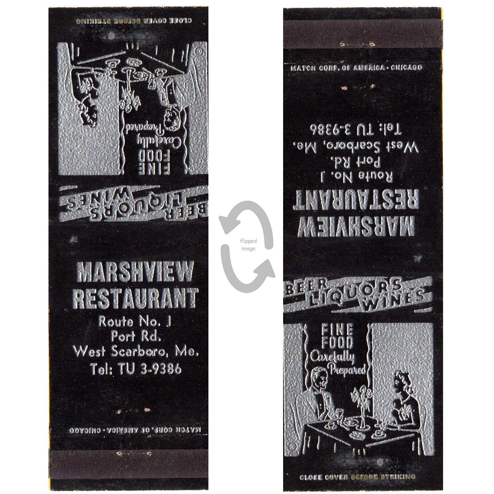 Vintage Matchbook Cover Marshview Restaurant West Scarborough Maine 1940s