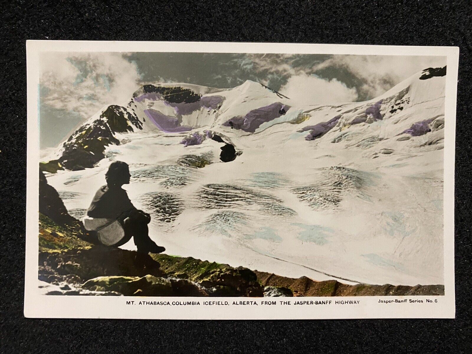 Jasper Alberta Canada Mt Athabasca Icefields Antique RPPC Real Photo Postcard