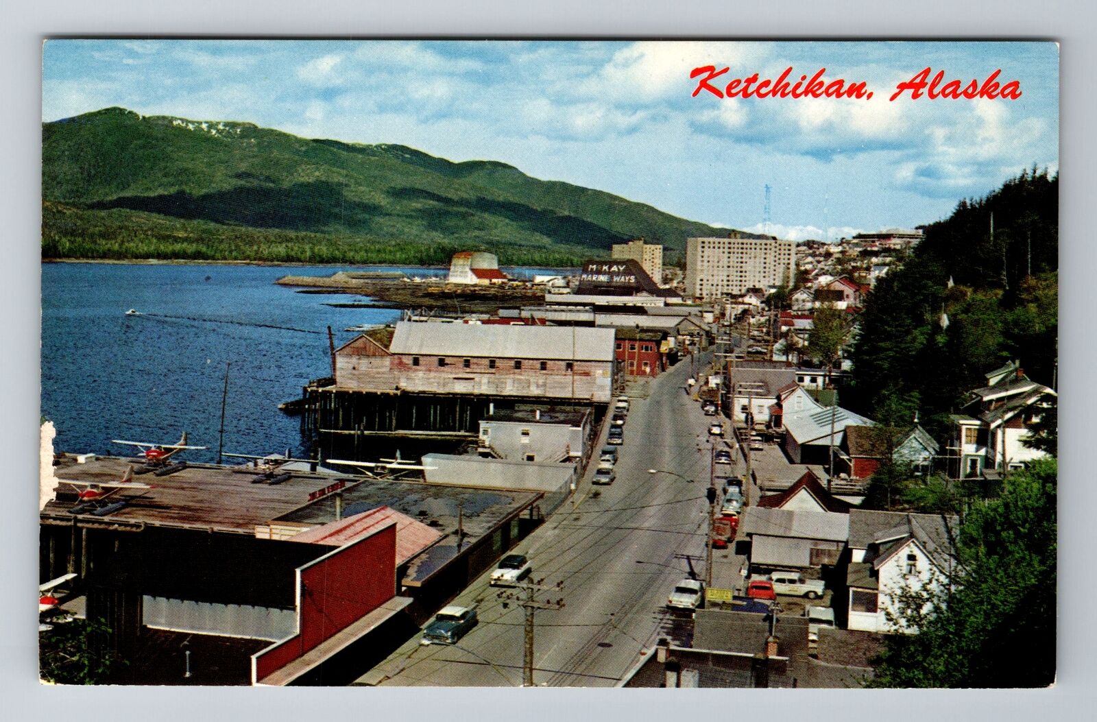 Ketchikan, AK-Alaska, View Overlooking Town Antique, Vintage Souvenir Postcard