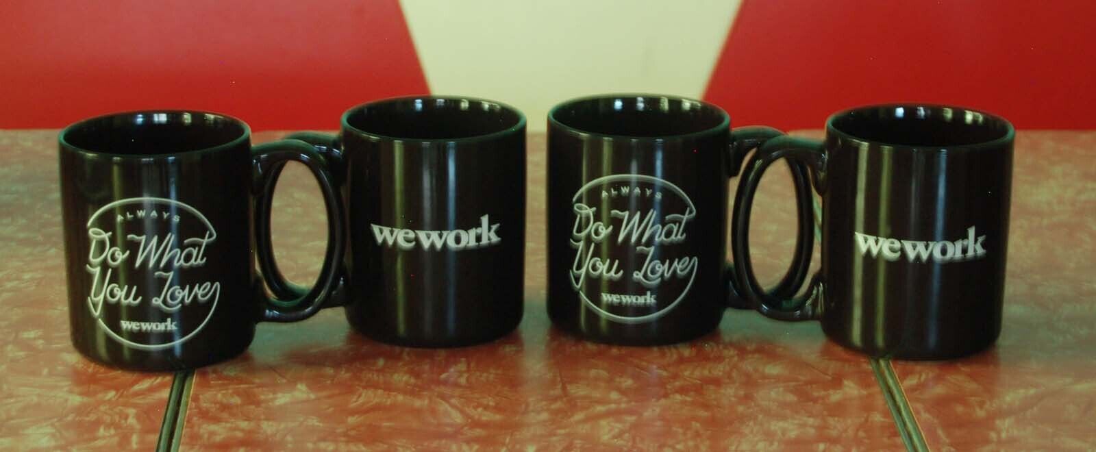 WeWork “Always Do What You Love” Black Coffee Mug 12 oz. Brand New 4 Quantity