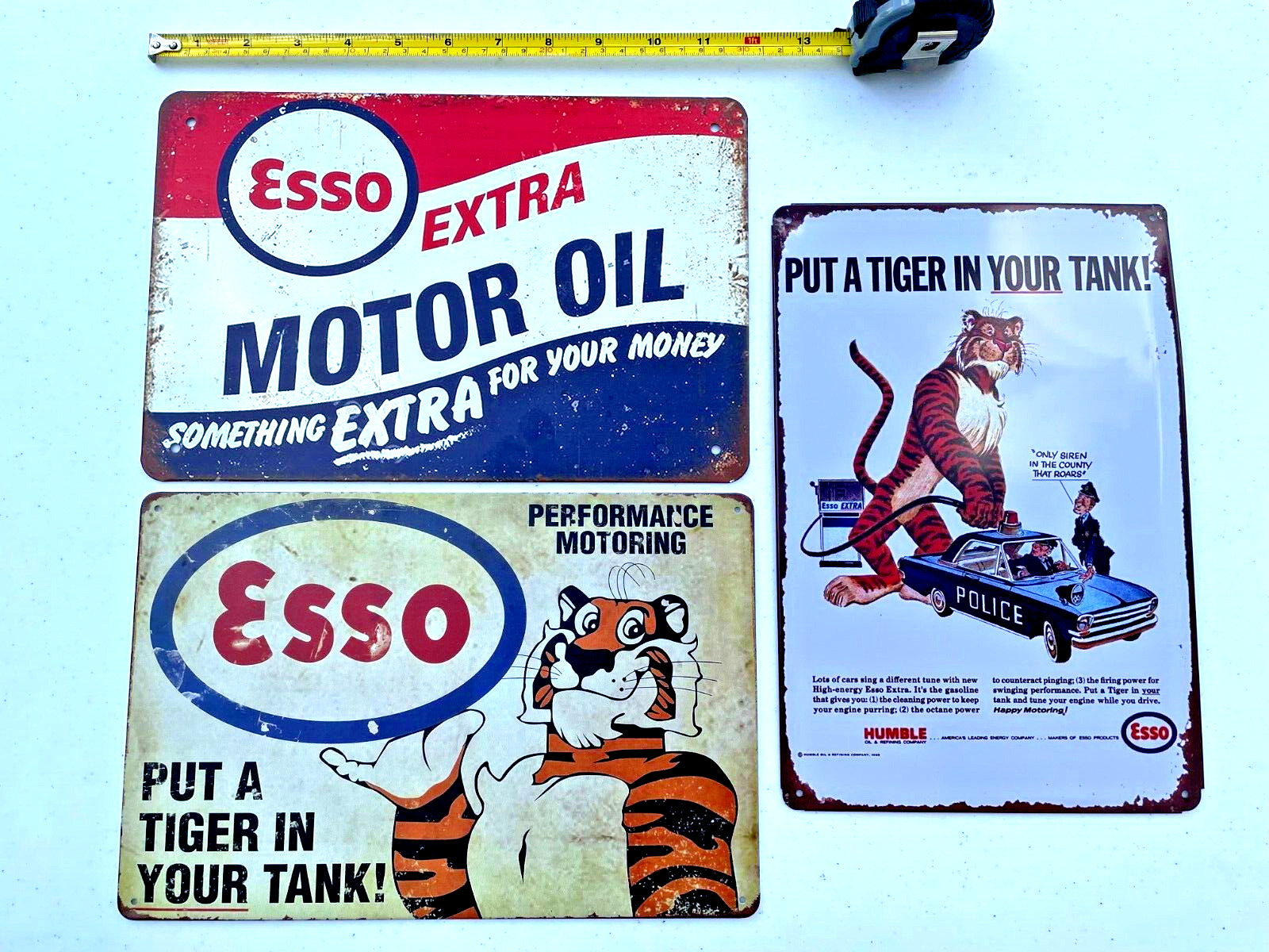 Esso Oil Tin Sign Sign Esso Extra Motor Oil Gas Station Sign Exxon Metal Vintage