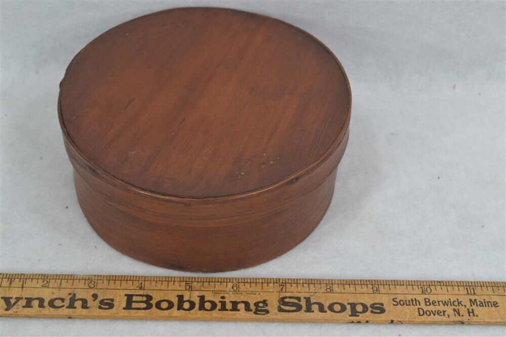 antique pantry box round bent wood 6.75 x 2.5 in 1800s original 