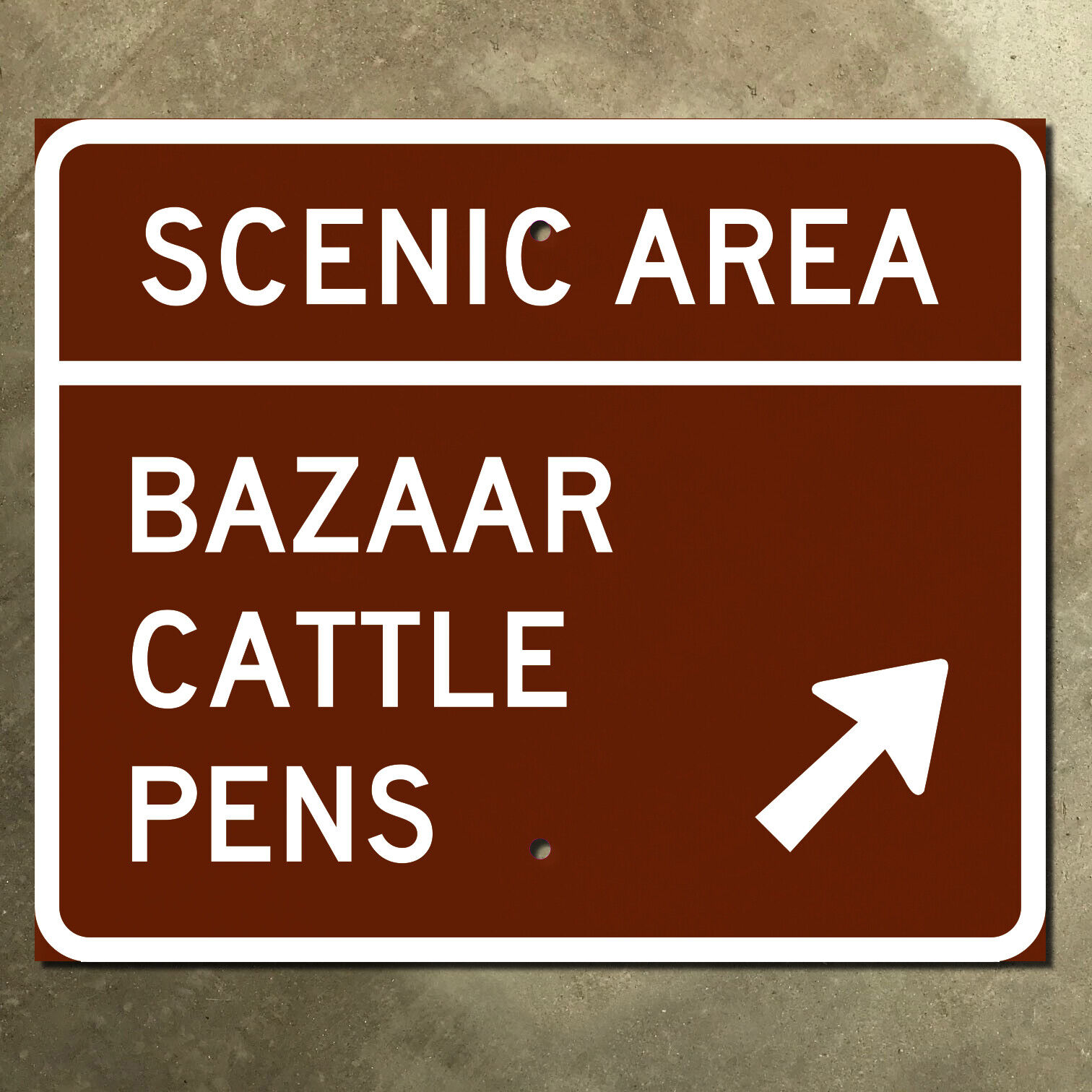 Kansas Bazaar Cattle Pens highway marker road guide sign scenic area brown 12x10