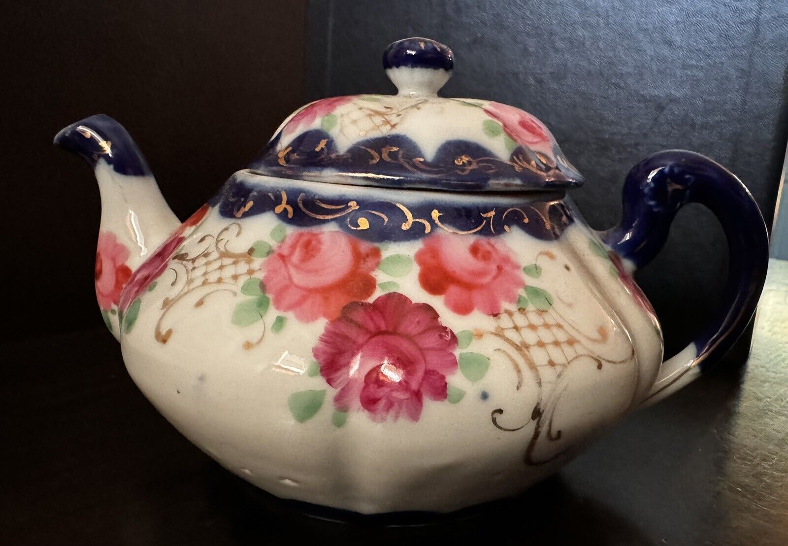 Antique Nippon Tea Pot Hand Painted Floral Rose Design Porcelain Teapot
