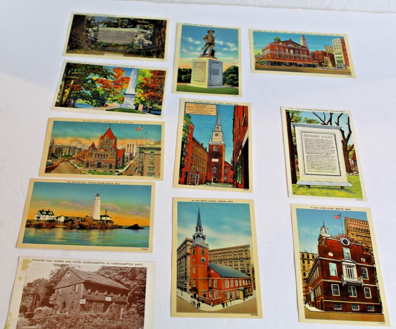 Lot 11 Vintage Massachusetts Linen Postcards Boston Concord - 10 Unposted
