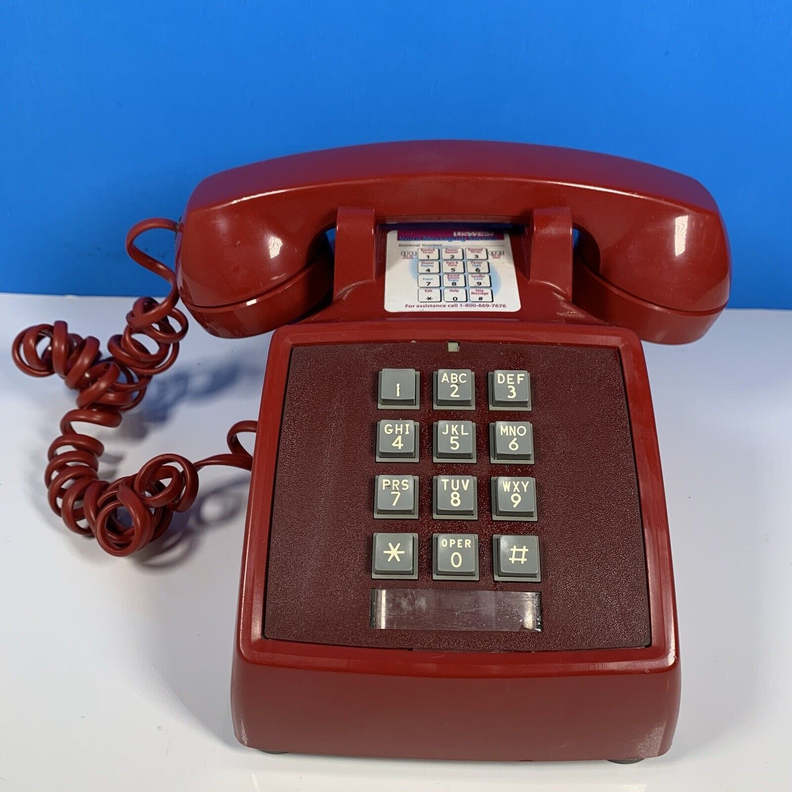 Vintage 1970s WESTERN ELECTRIC 2500DM RED Push Button Touch Desk Telephone Prop