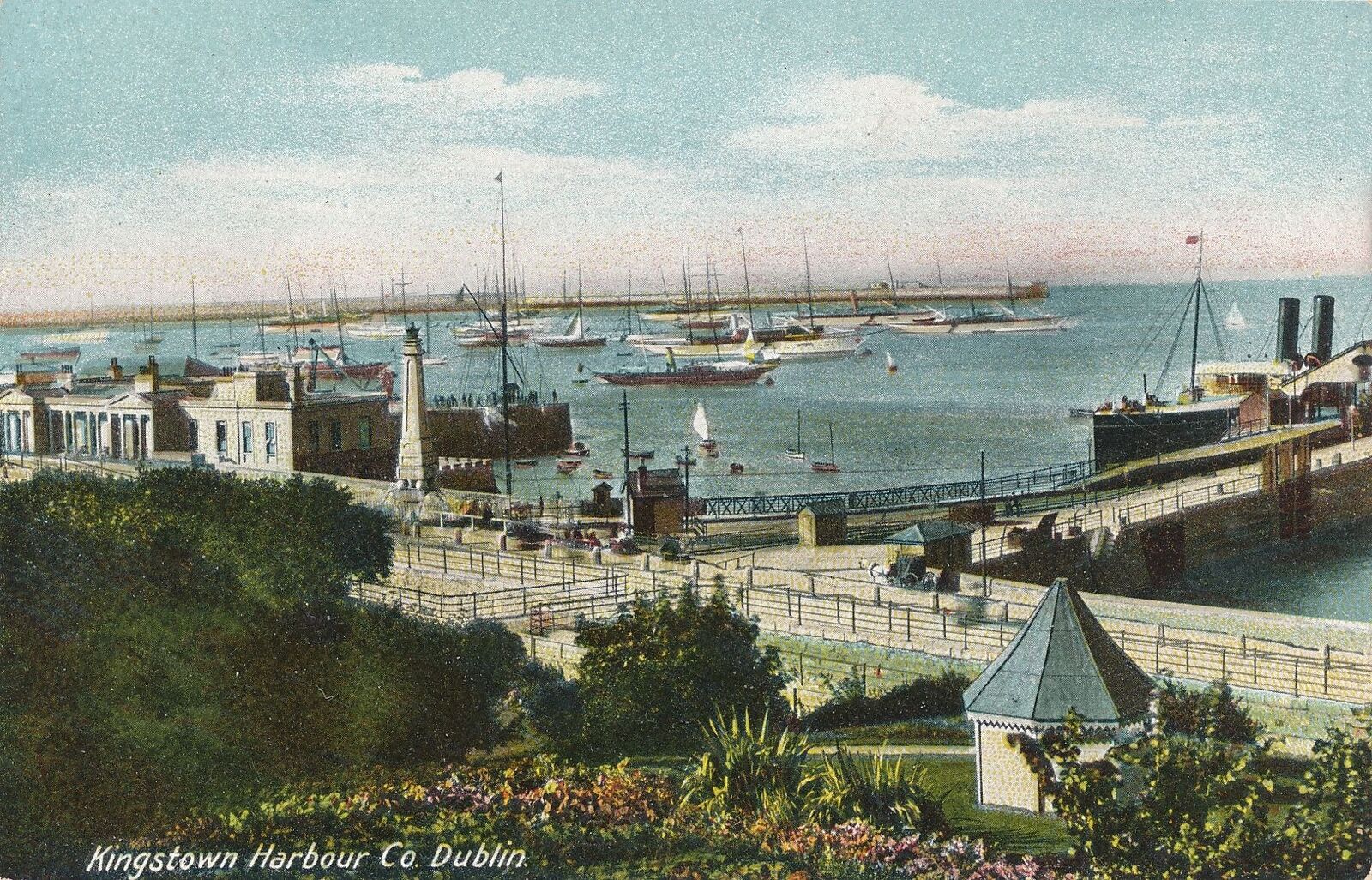 KINGSTOWN - Kingstown Harbour Harbor Postcard - County Dublin - Ireland