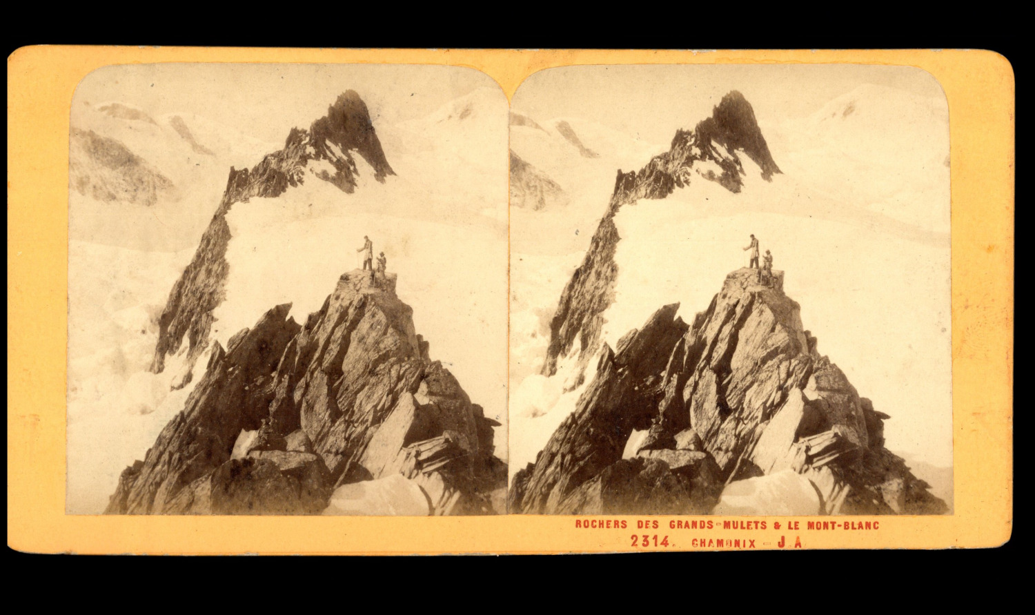 France, Chamonix, Rocher des Grands Mulets et le Mont Blanc, ca.1870, stereo Fra
