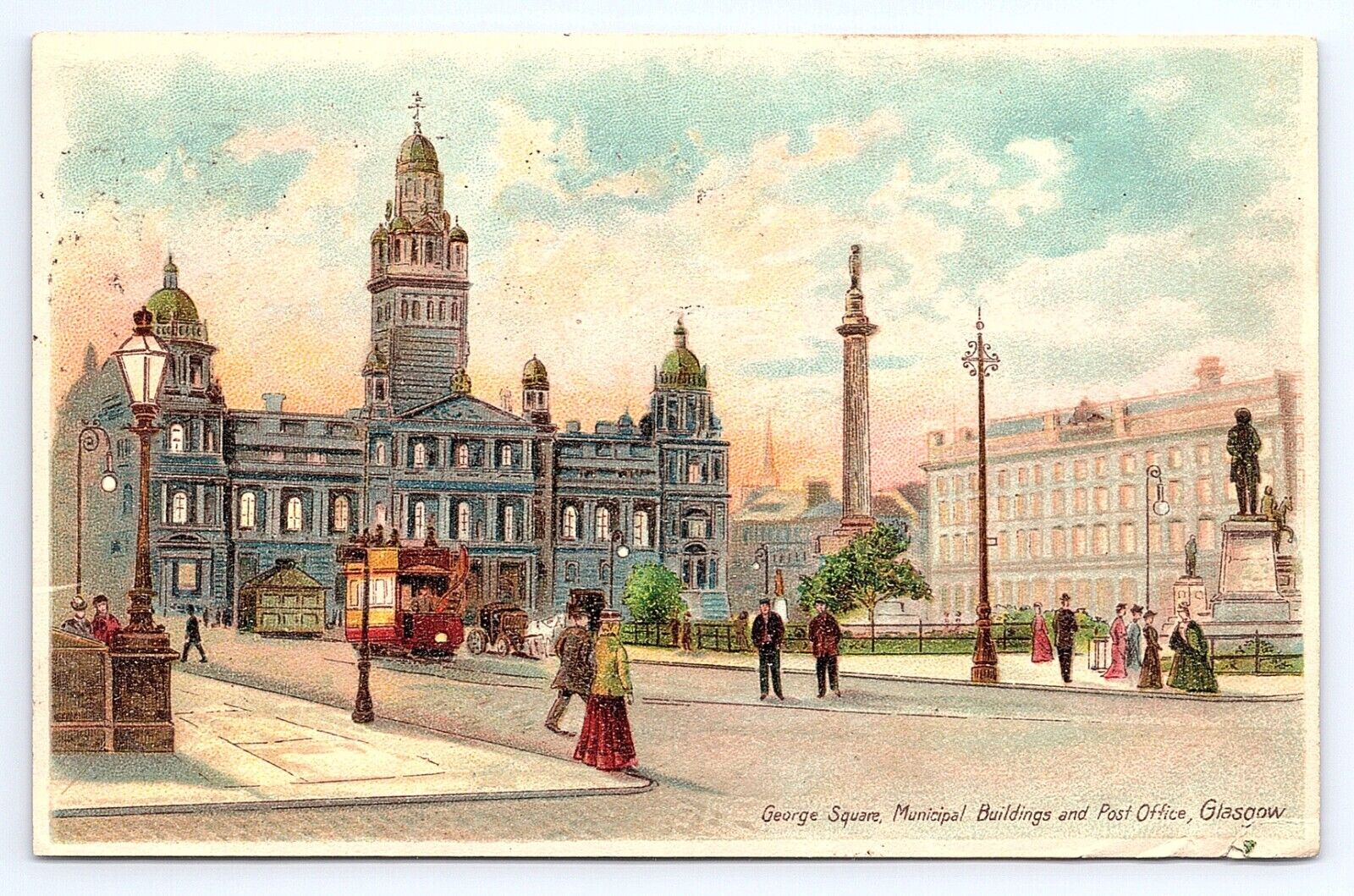 Postcard Hold-To-Light George Square Post Office Glasgow Scotland SEE VIDEO HTL