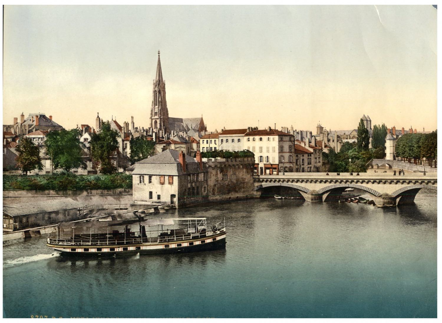 Metz. Virgin Defense and Central Bridge.  Vintage PC photochromy, photochromy, v