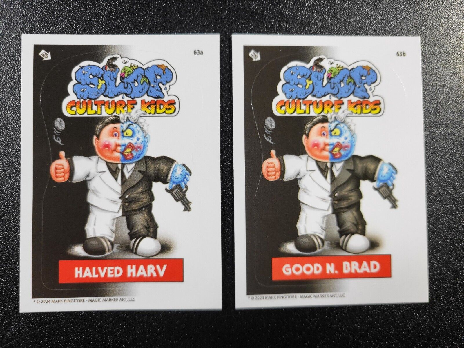 Batman Harvey Dent Two-Face Slop Culture Kids 2 Card Set Garbage Pail Kids Spoof