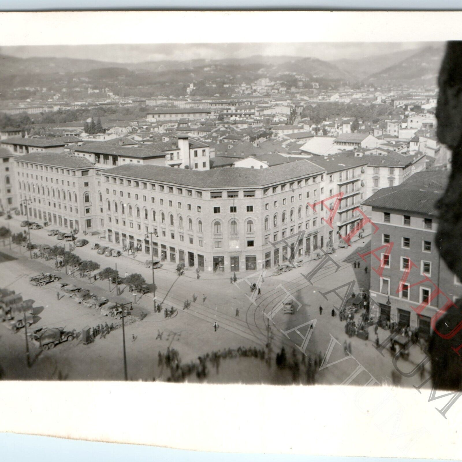 c1940s WWII Florence, Italy Piazza Stazione Army Military Occupied Snapshot C52