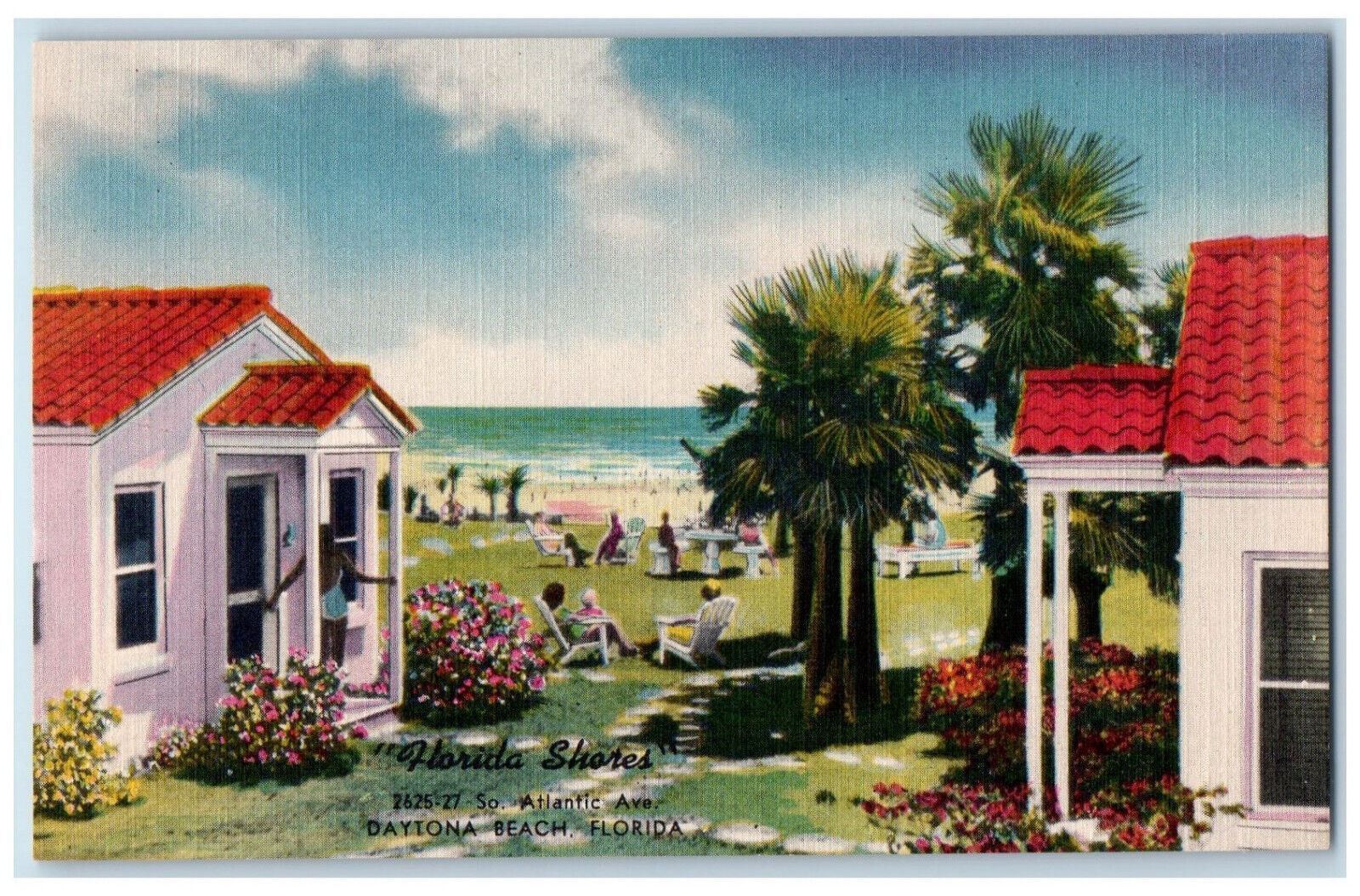 c1940s Florida Shores South Atlantic Ave. Daytona Beach FL Vintage Postcard